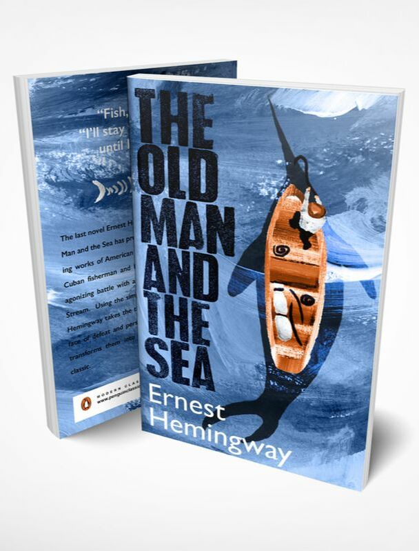Back cover mock up design of The Old Man and the Sea, by Ernest Hemingway