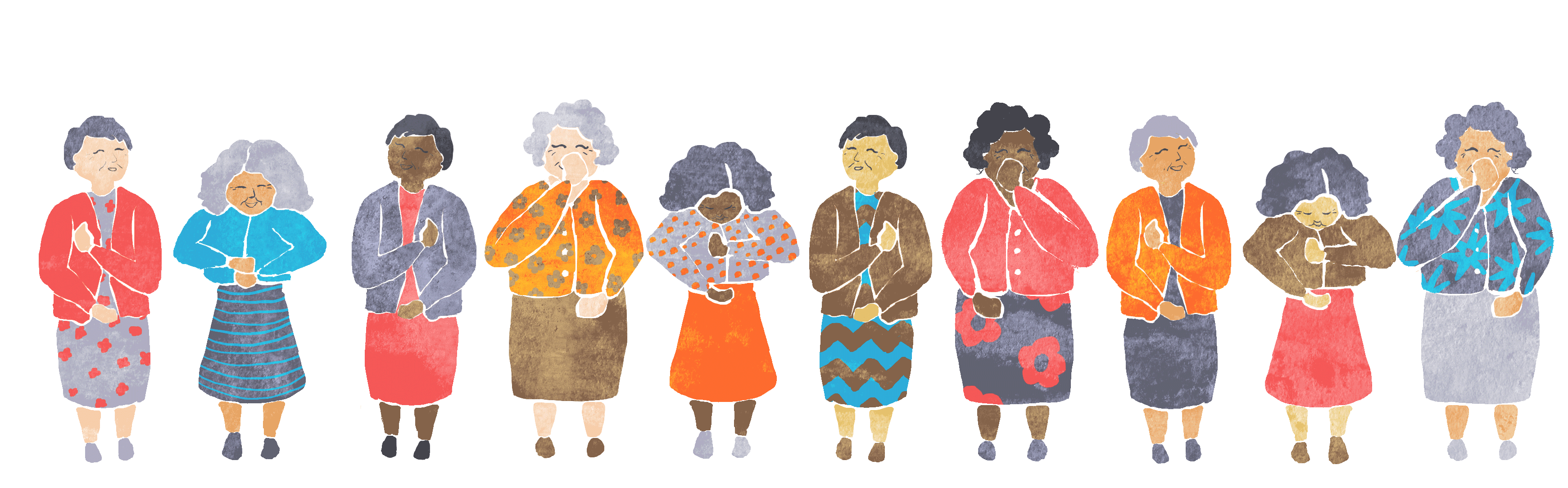Animation of ten little laughing ladies